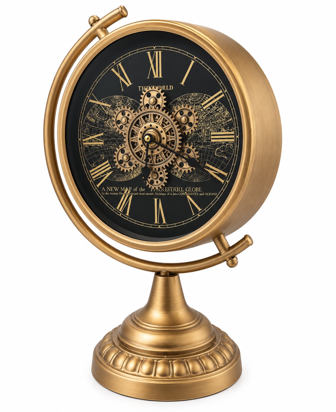 Vintage Globe Metal Gear Table Clock - Image 3