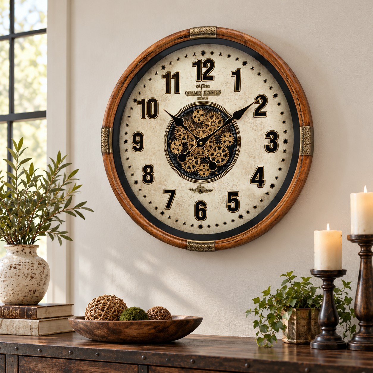 Vintage Industrial Metal Gear Wall Clock - Image 2