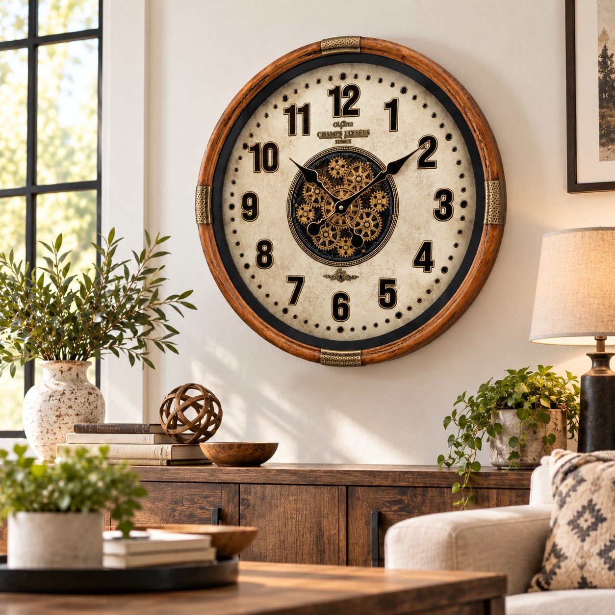 Vintage Industrial Metal Gear Wall Clock - Image 4