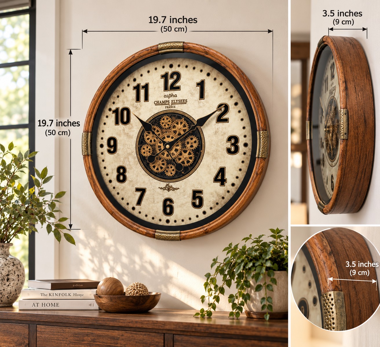 Vintage Industrial Metal Gear Wall Clock - Image 3